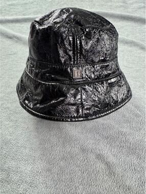 lf black‎ patent bucket hat glossy vinyl streetwear y2k 22